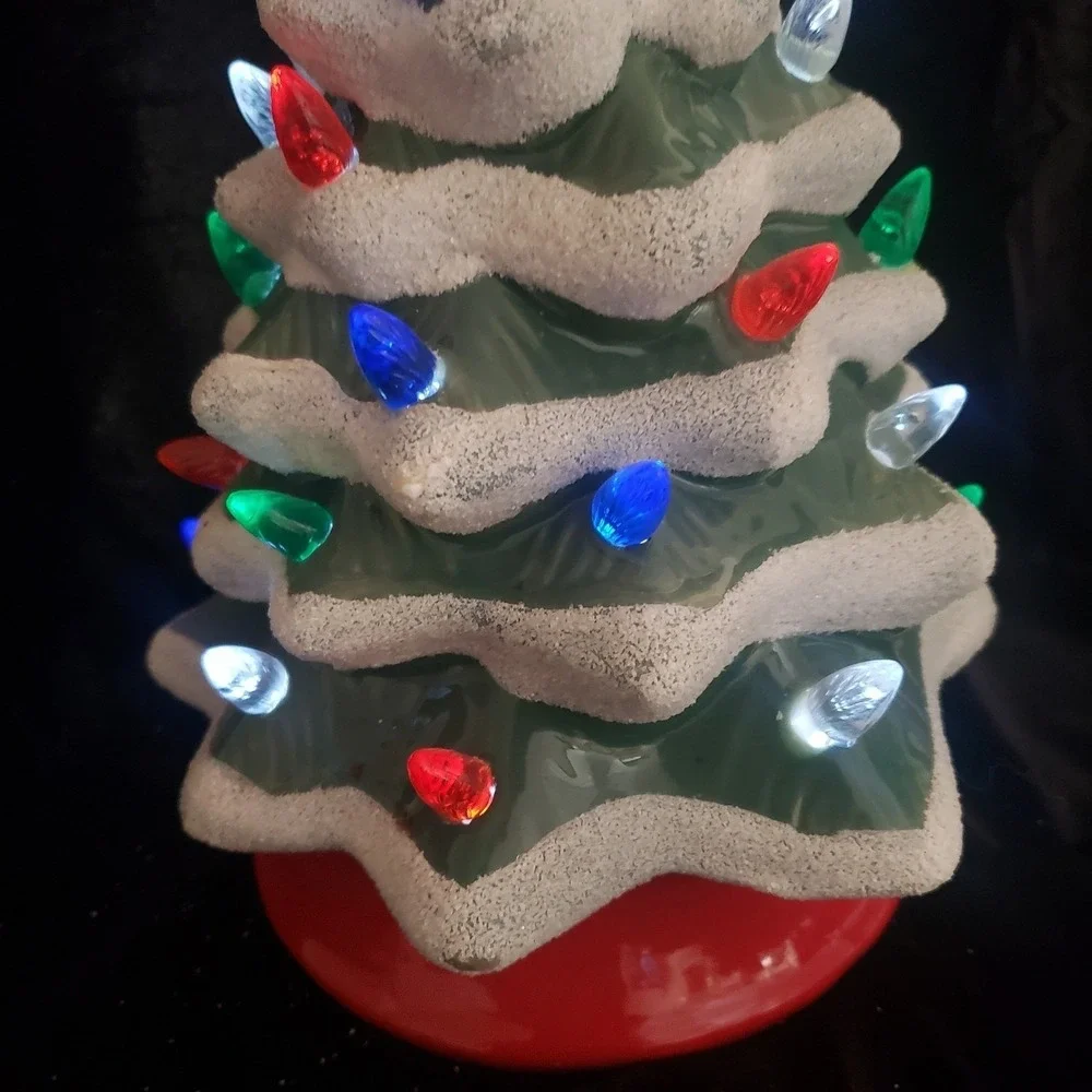 Light Up Ceramic Christmas Tree‎ Tabletop Decor Multi Color Lights 13